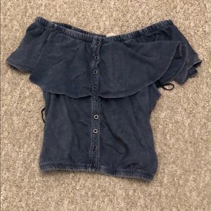 Denim off the shoulder shirt